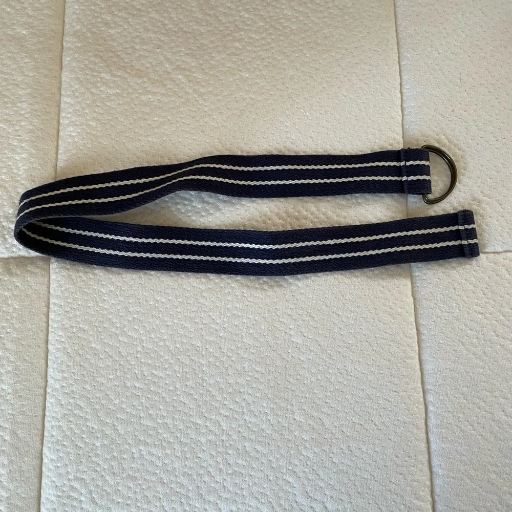 Navy and White Striped Boys’ Fabric Belt with D-Ring